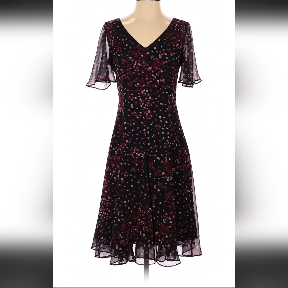 Sundance Black and Pink Floral Midi Dress